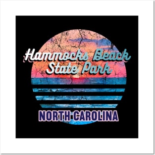 Hammocks Beach State Park North Carolina Retro Sunset Posters and Art